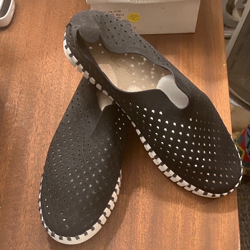 Stylish Black Perforated Ilsa Jacobsen Loafers